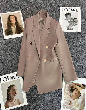 2025 spring and summer new Korean style high - end British style double - breasted suit jacket - Negative Apparel