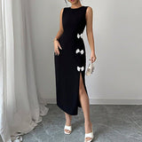 2025 spring and summer temperament slim dress bow vest dress - Negative Apparel