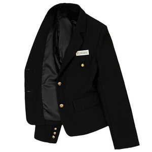 2025 spring design sense college style casual street suit black short suit jacket - Negative Apparel