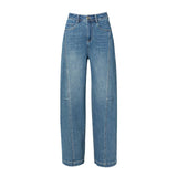 2025 spring new deconstruction split jeans high waist design sense thin wide leg pants casual trousers - Negative Apparel