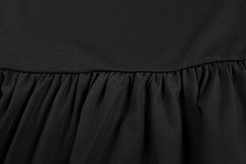 2025 spring new style fashion wrapped chest waist slimming pleated A - line dress - Negative Apparel