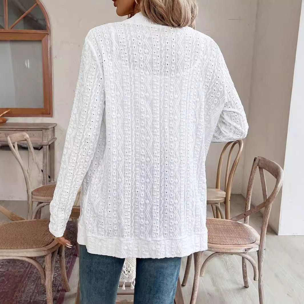 2025 spring new ya - colored bud double pocket open placket long - sleeved jacket top coat women - Negative Apparel