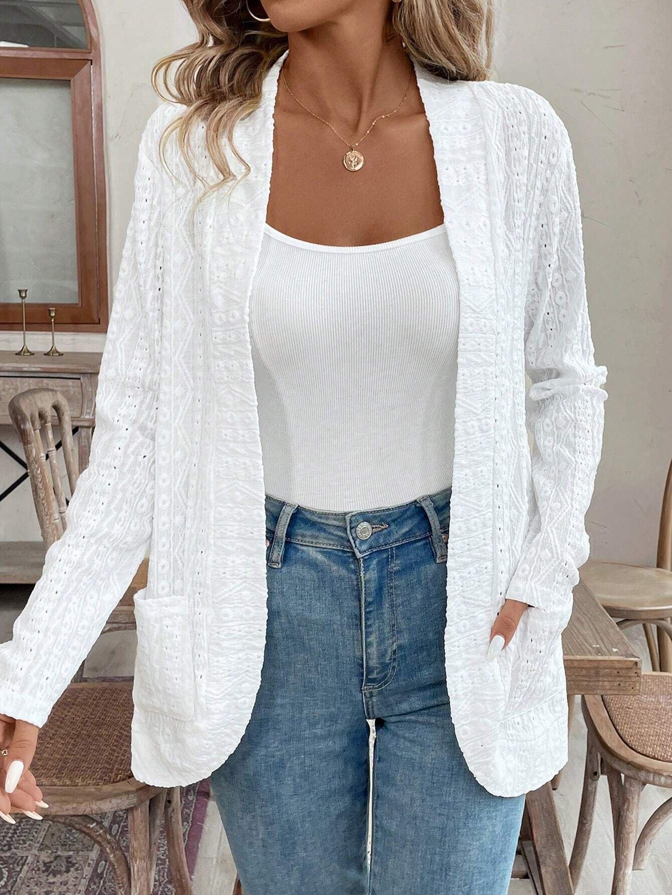 2025 spring new ya - colored bud double pocket open placket long - sleeved jacket top coat women - Negative Apparel