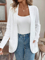 2025 spring new ya - colored bud double pocket open placket long - sleeved jacket top coat women - Negative Apparel