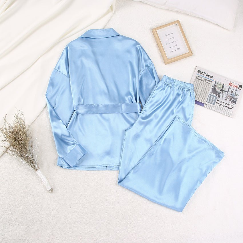 2025 Spring Nightgown Loose and Comfortable Trousers Silk Casual Ladies French Suit - Negative Apparel