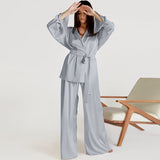 2025 Spring Nightgown Loose and Comfortable Trousers Silk Casual Ladies French Suit - Negative Apparel