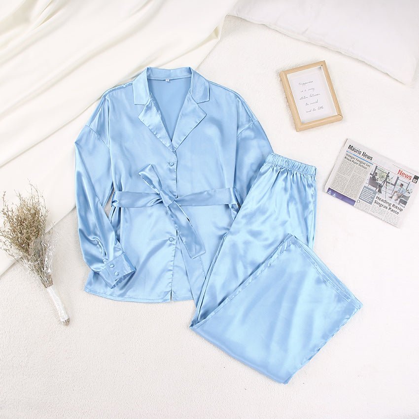 2025 Spring Nightgown Loose and Comfortable Trousers Silk Casual Ladies French Suit - Negative Apparel