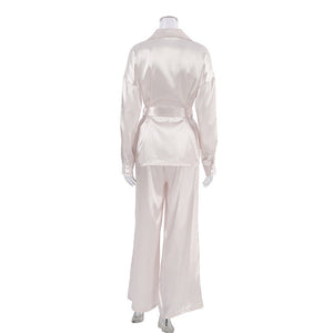 2025 Spring Nightgown Loose and Comfortable Trousers Silk Casual Ladies French Suit - Negative Apparel