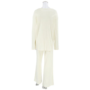 2025 Spring Pajamas Jacquard Long Sleeve Pants Two - piece Set - Negative Apparel