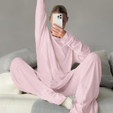 2025 Spring Pajamas Jacquard Long Sleeve Pants Two - piece Set - Negative Apparel