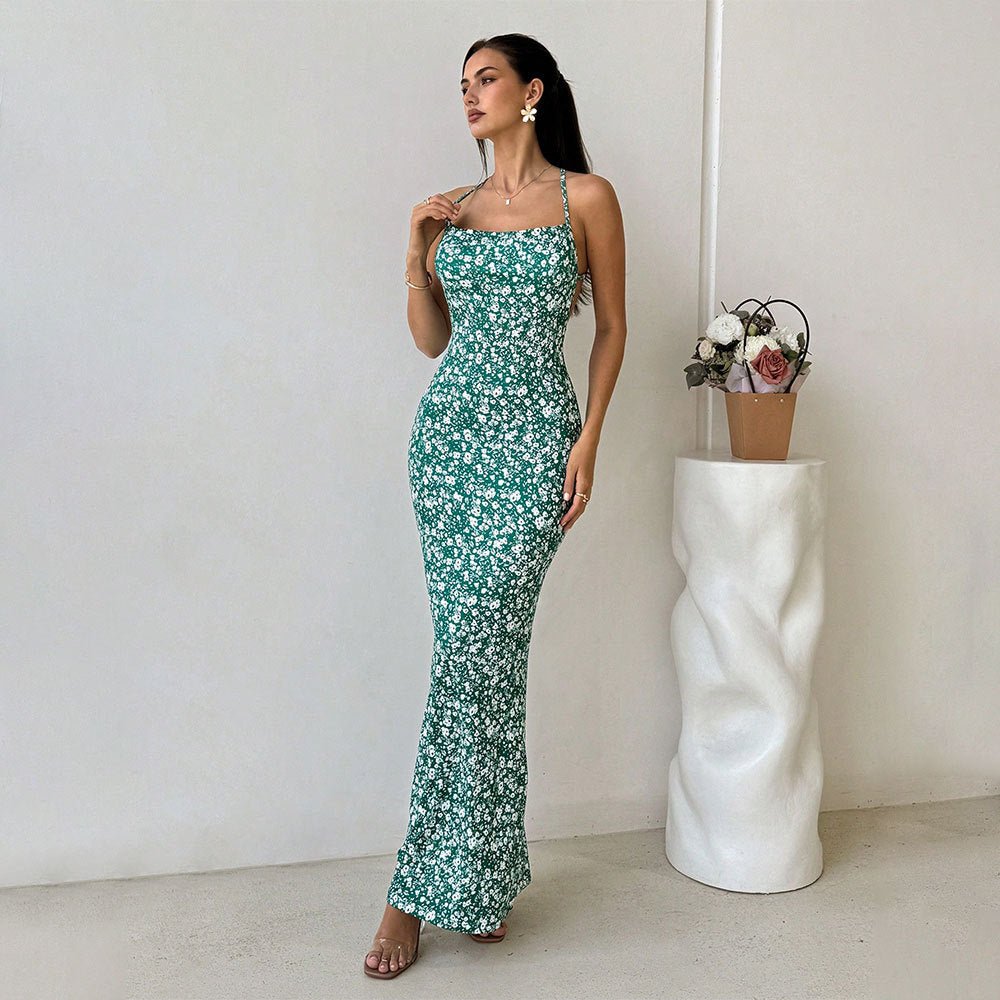2025 Spring/Summer – Sweet & Fresh Suspender Backless Floral Holiday Dress - Negative Apparel