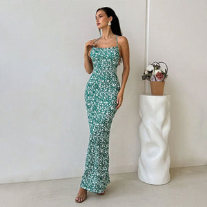 2025 Spring/Summer – Sweet & Fresh Suspender Backless Floral Holiday Dress - Negative Apparel