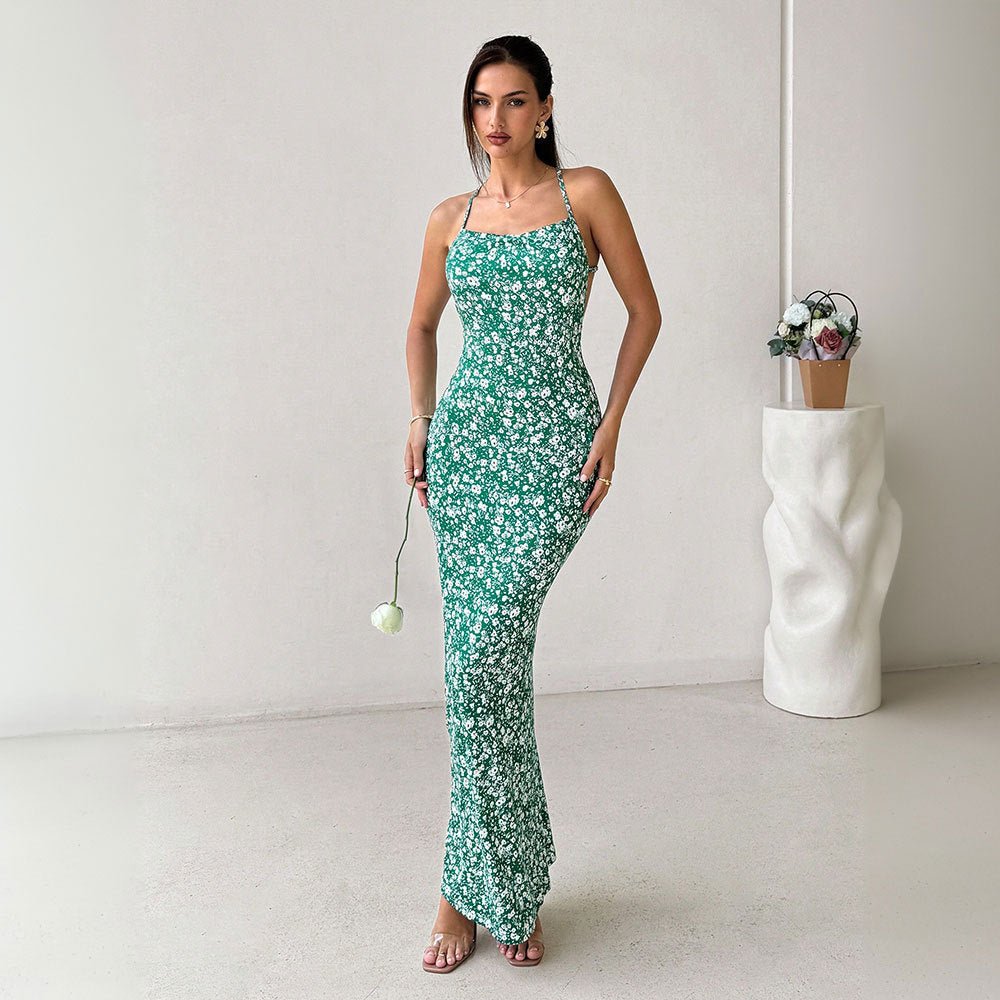 2025 Spring/Summer – Sweet & Fresh Suspender Backless Floral Holiday Dress - Negative Apparel
