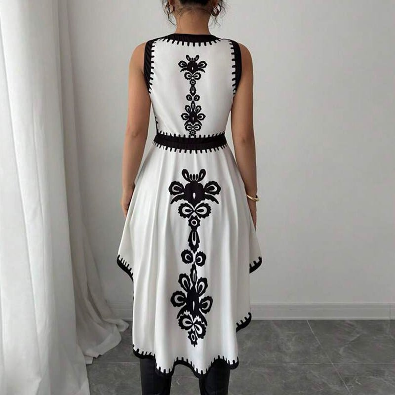 2025 Summer and Irregular Contrast Color Vest Swallowtail Sleeveless Pullover Top Women's Clothing - Negative Apparel