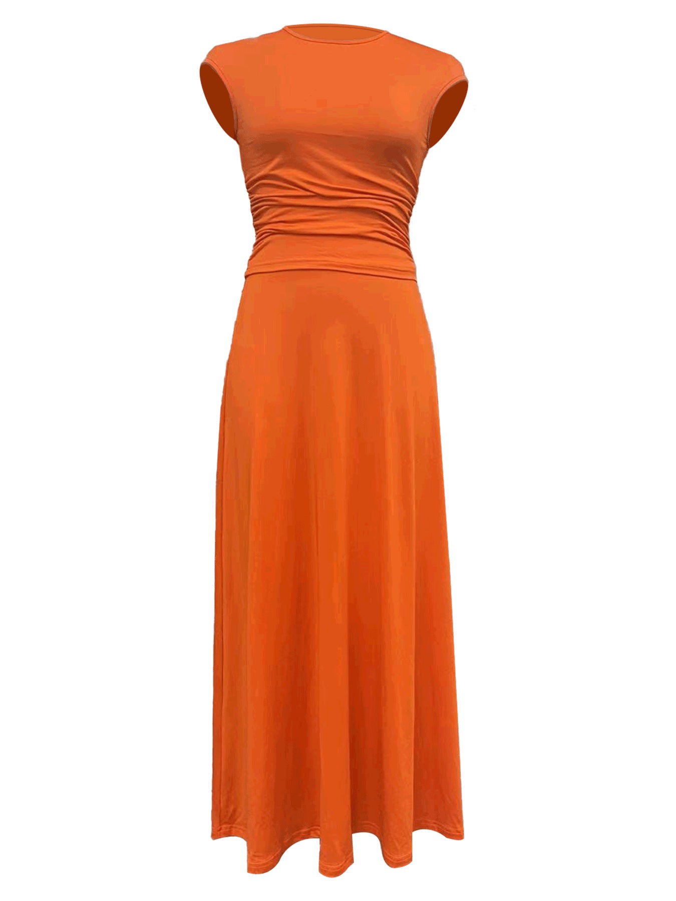 2025 Summer Casual Knitted Short Sleeve Navel Top High Waist Midi Skirt 2 - Piece Set - Negative Apparel
