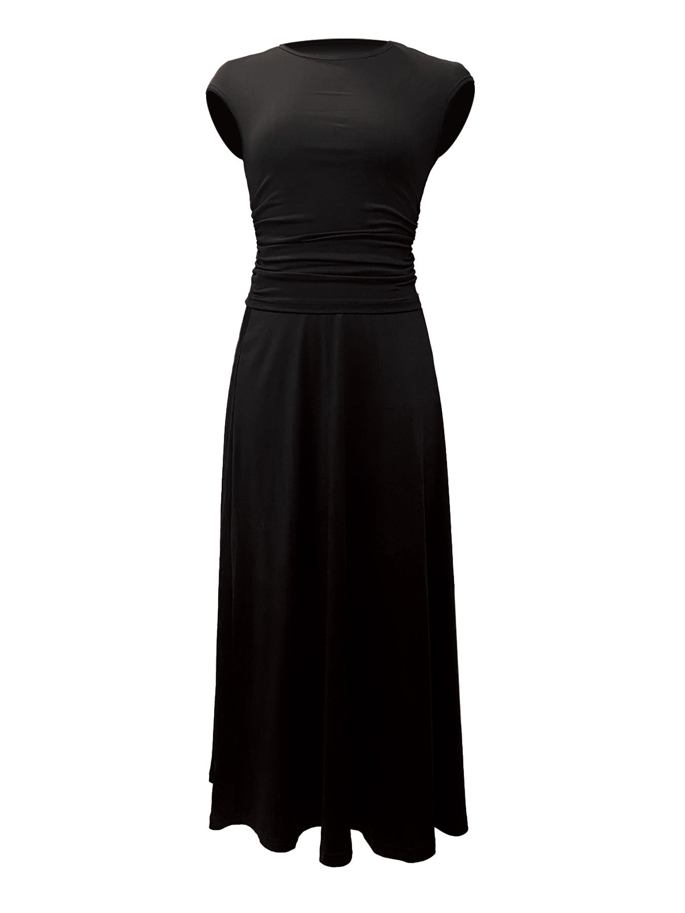 2025 Summer Casual Knitted Short Sleeve Navel Top High Waist Midi Skirt 2 - Piece Set - Negative Apparel
