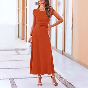 2025 Summer Casual Knitted Short Sleeve Navel Top High Waist Midi Skirt 2 - Piece Set - Negative Apparel