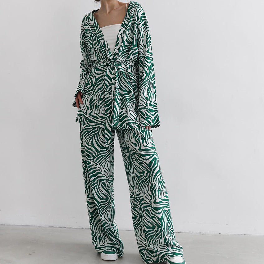 2025 Summer Cool Zebra Print Lace-up Long Sleeve Pants Two