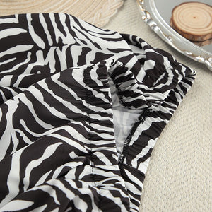 2025 Summer Cool Zebra Print Lace - up Long Sleeve Pants Two - piece Elastic Casual Loungewear - Negative Apparel