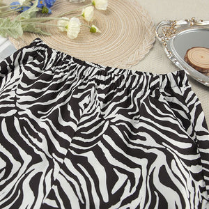 2025 Summer Cool Zebra Print Lace - up Long Sleeve Pants Two - piece Elastic Casual Loungewear - Negative Apparel