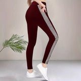 2025 summer high waist elastic tights printed leg slits casual pants trousers - Negative Apparel