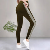 2025 summer high waist elastic tights printed leg slits casual pants trousers - Negative Apparel