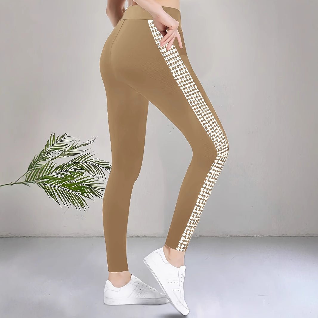 2025 summer high waist elastic tights printed leg slits casual pants trousers - Negative Apparel