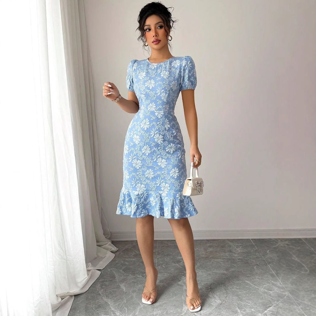 2025 summer new slim fit hip - length knee - length fashionable temperament commuting casual all - match dress - Negative Apparel
