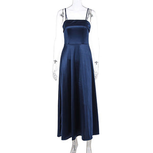 2025 summer new style sea blue deep noble and elegant sleeveless backless tube top dress - Negative Apparel