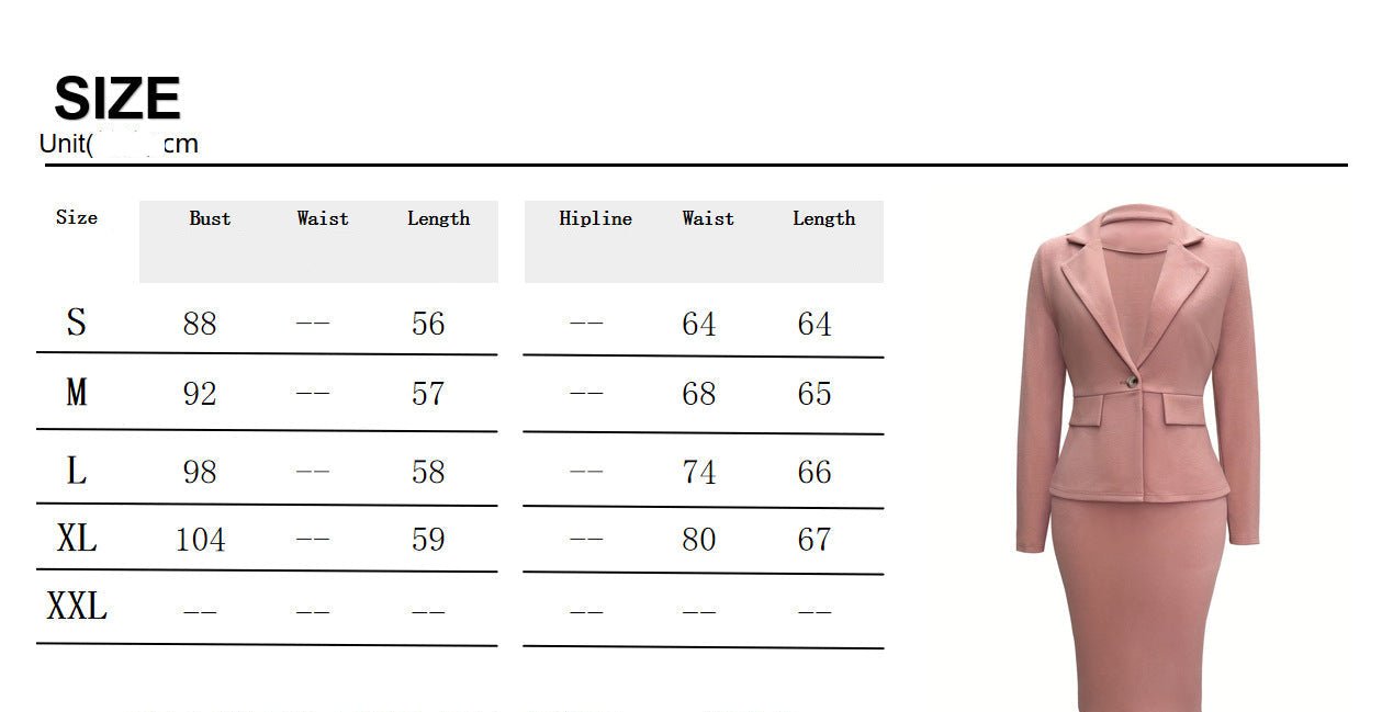 2025 women's solid color lapel single - breasted suit jacket and pencil skirt two - piece suit - Negative Apparel