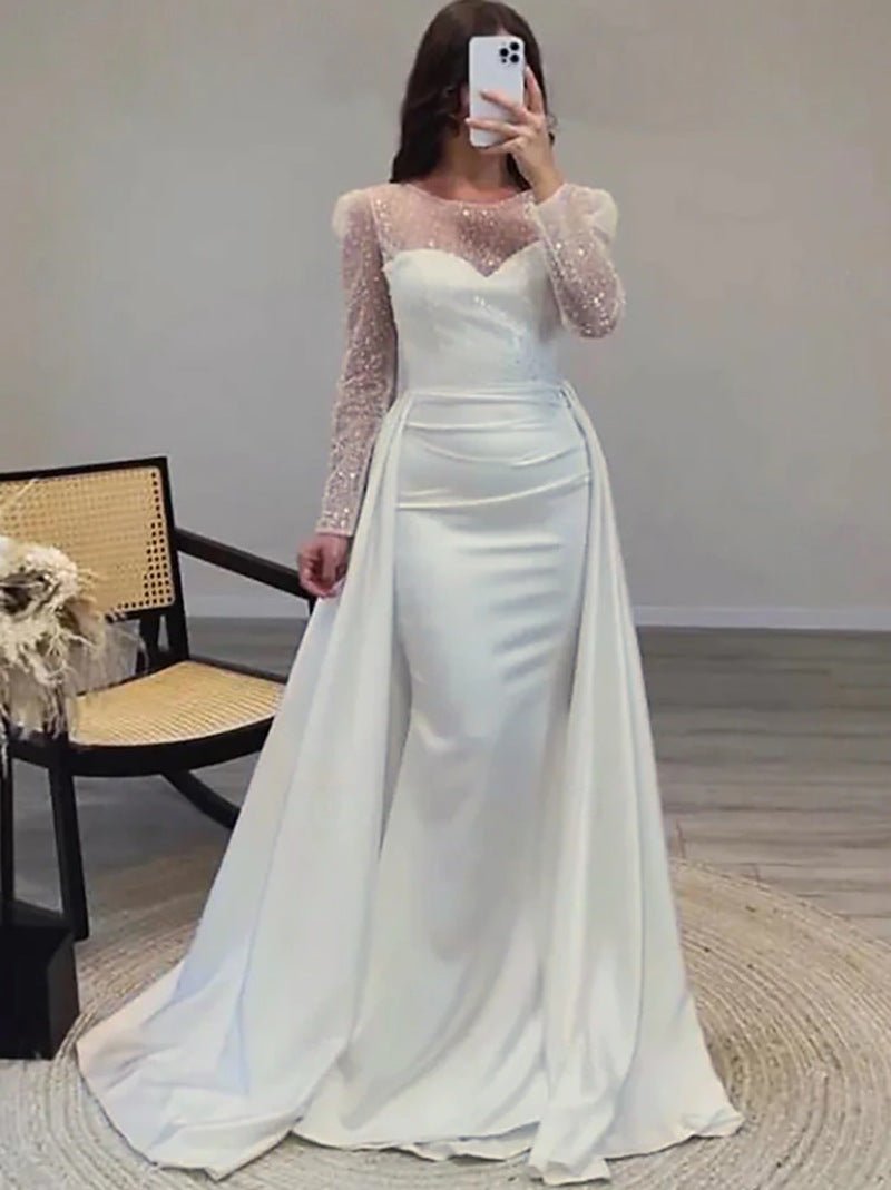 2026 European and American Cross - Border Women's Banquet Long - Sleeved Elegant Socialite Annual Meeting Hostess Aura Queen Sequin Evening Dress FD - Negative Apparel
