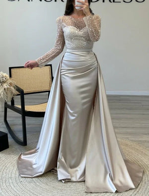 2026 European and American Cross - Border Women's Banquet Long - Sleeved Elegant Socialite Annual Meeting Hostess Aura Queen Sequin Evening Dress FD - Negative Apparel