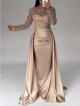 2026 European and American Cross - Border Women's Banquet Long - Sleeved Elegant Socialite Annual Meeting Hostess Aura Queen Sequin Evening Dress FD - Negative Apparel