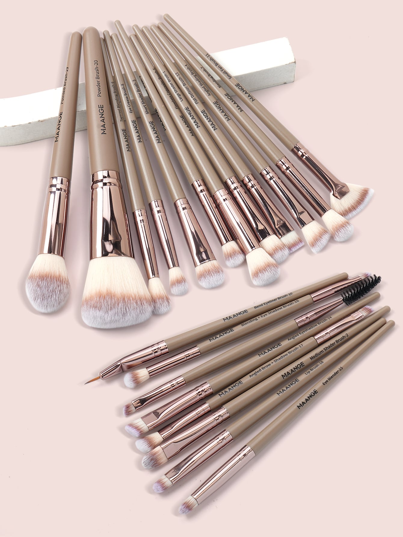 20pcs Professional Makeup Brush Set,Makeup Tools With Soft Brush Hair For Easy Carrying,Foundation Brush,Eye Shadow Brush,Eyebrow Brush,Concealer Brush,Contour Brush,Brush Set For Travel - Negative Apparel
