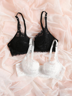 2pack Floral Lace Underwire Bra Set Lingerie - Negative Apparel