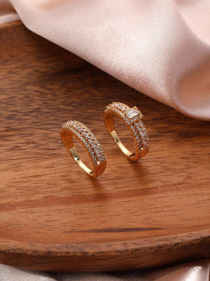 2pcs Cubic Zirconia Decor Ring - Negative Apparel