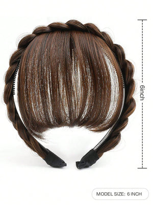 3 - Strand Synthetic Headband Braid Headband Bangs Thick Wide Plaid Braid - Negative Apparel