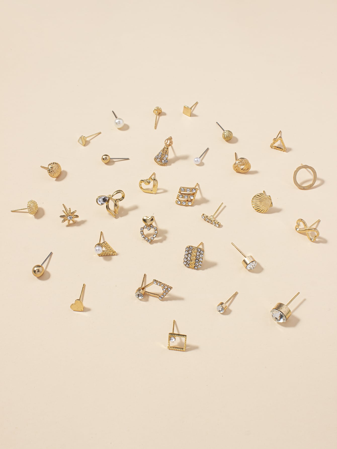 30pairs Heart & Bow Stud Earrings - Negative Apparel