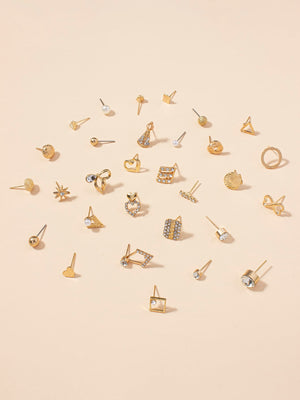 30pairs Heart & Bow Stud Earrings - Negative Apparel