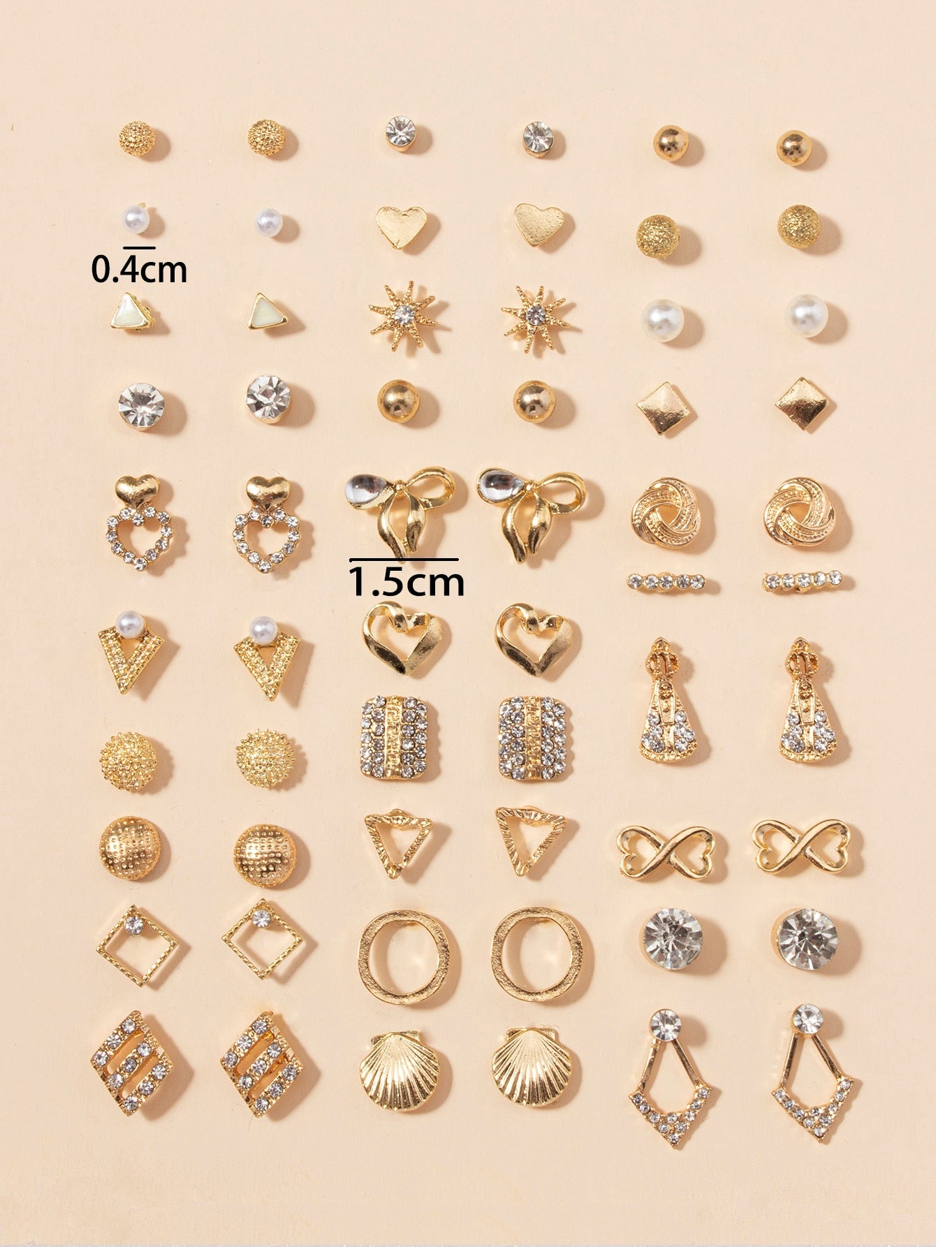 30pairs Heart & Bow Stud Earrings - Negative Apparel