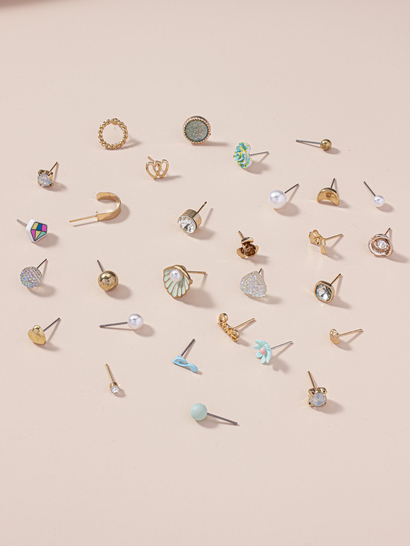 30pairs Rhinestone & Faux Pearl Detail Earrings - Negative Apparel