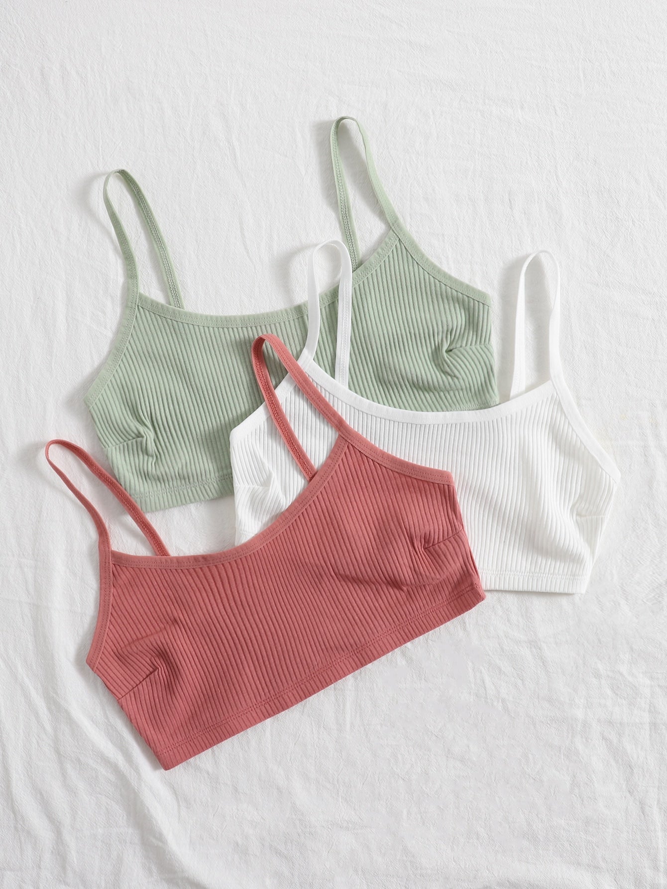 3pack Solid Rib Bra Set - Negative Apparel