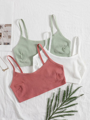 3pack Solid Rib Bra Set - Negative Apparel