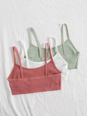 3pack Solid Rib Bra Set - Negative Apparel