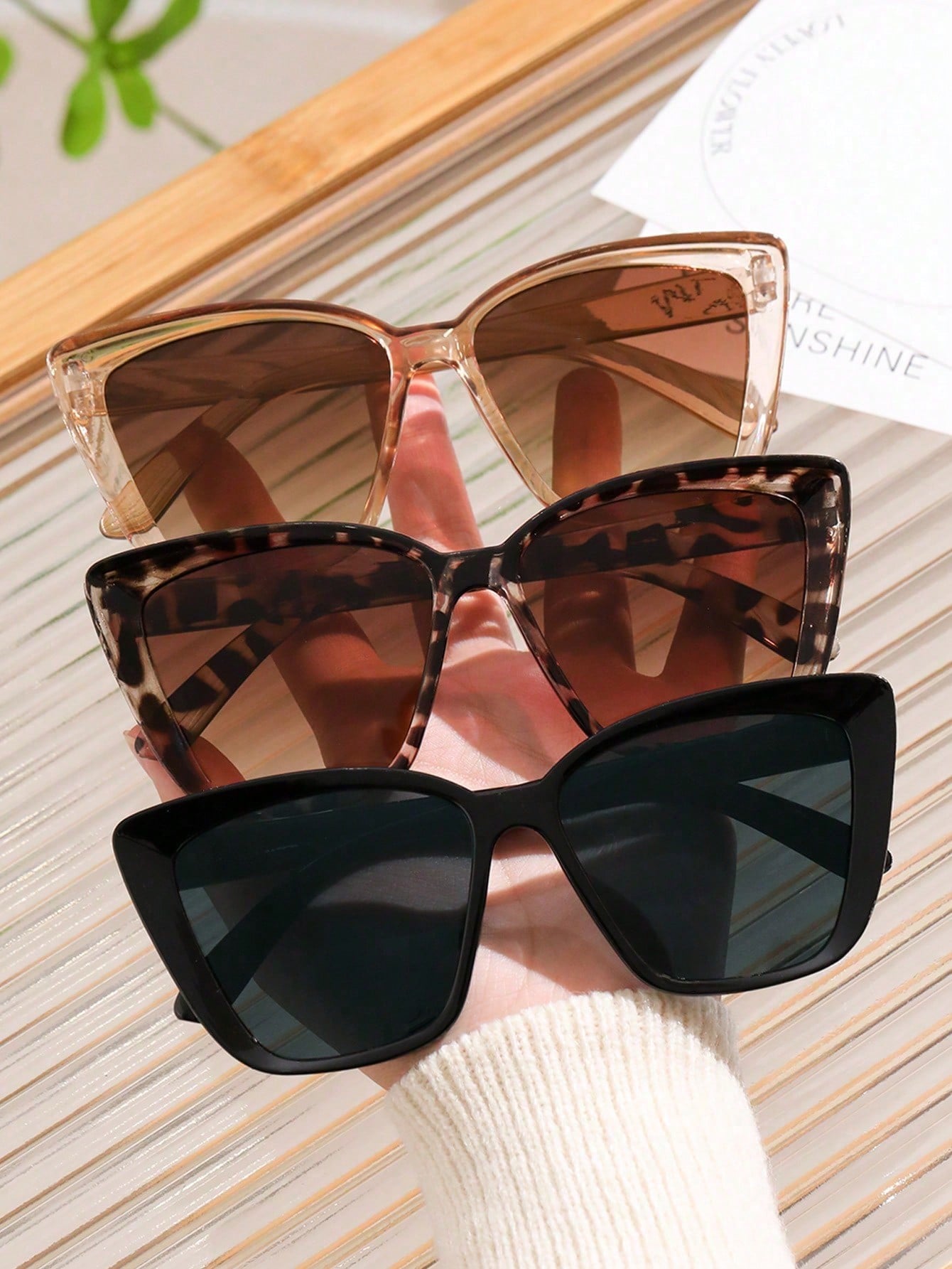 3pairs Women Cat Eye Frame Sunglasses - Negative Apparel
