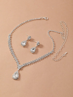 3pcs/set Rhinestone Decor Jewelry Set - Negative Apparel