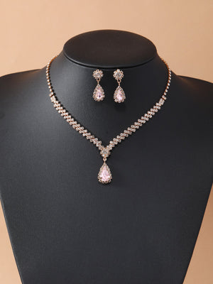 3pcs/set Rhinestone Decor Jewelry Set - Negative Apparel