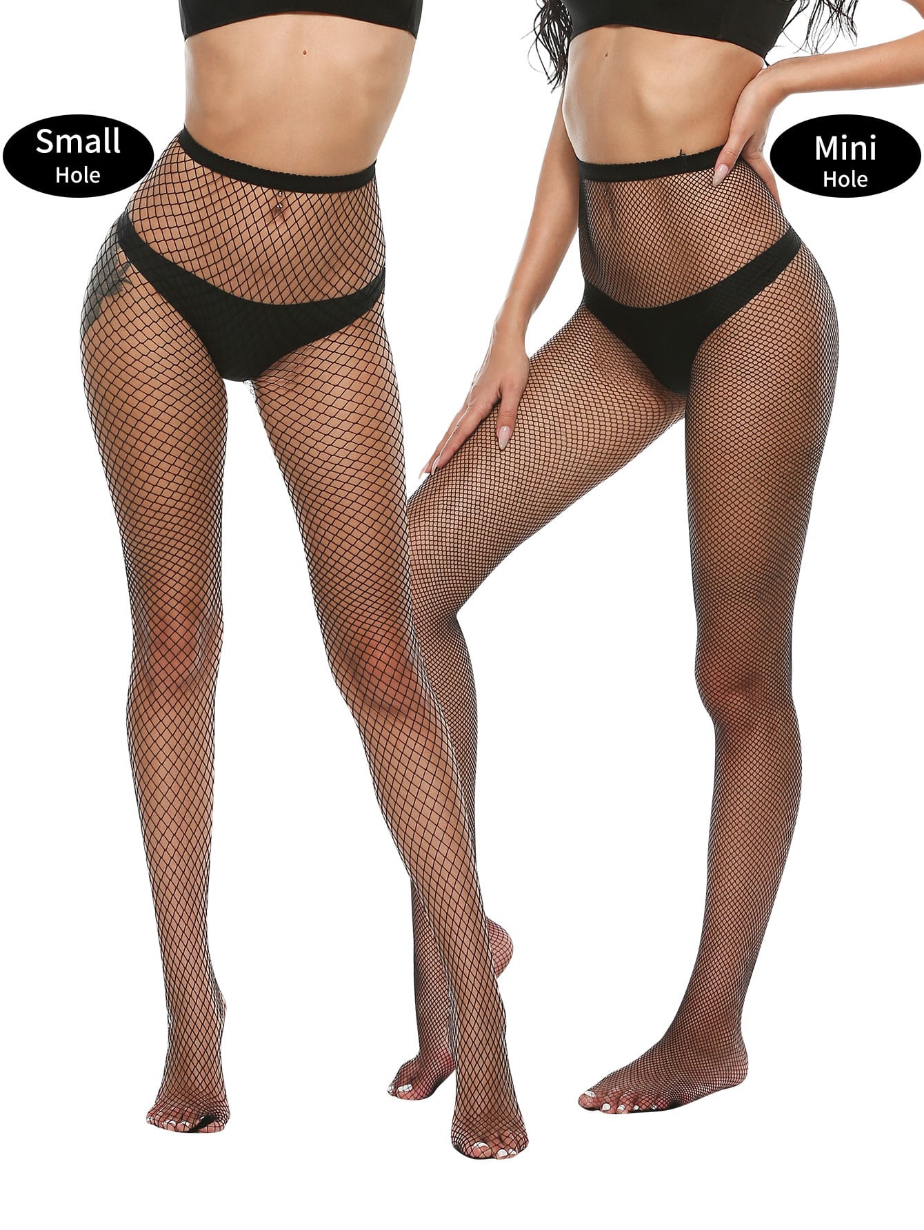 4pairs Plain Black Fishnet Tights - Negative Apparel