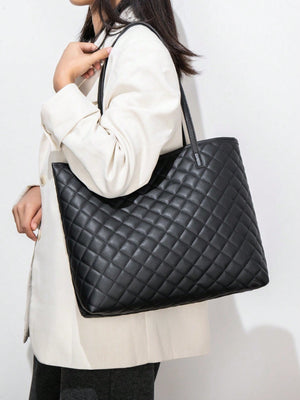 4pcs Bag Set Tote Bag Satchel Crossbody Bag Coin Purse Quilted Pattern Best Work Bag For Women - Negative Apparel