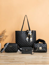 4pcs Bag Set Tote Bag Satchel Crossbody Bag Coin Purse Quilted Pattern Best Work Bag For Women - Negative Apparel